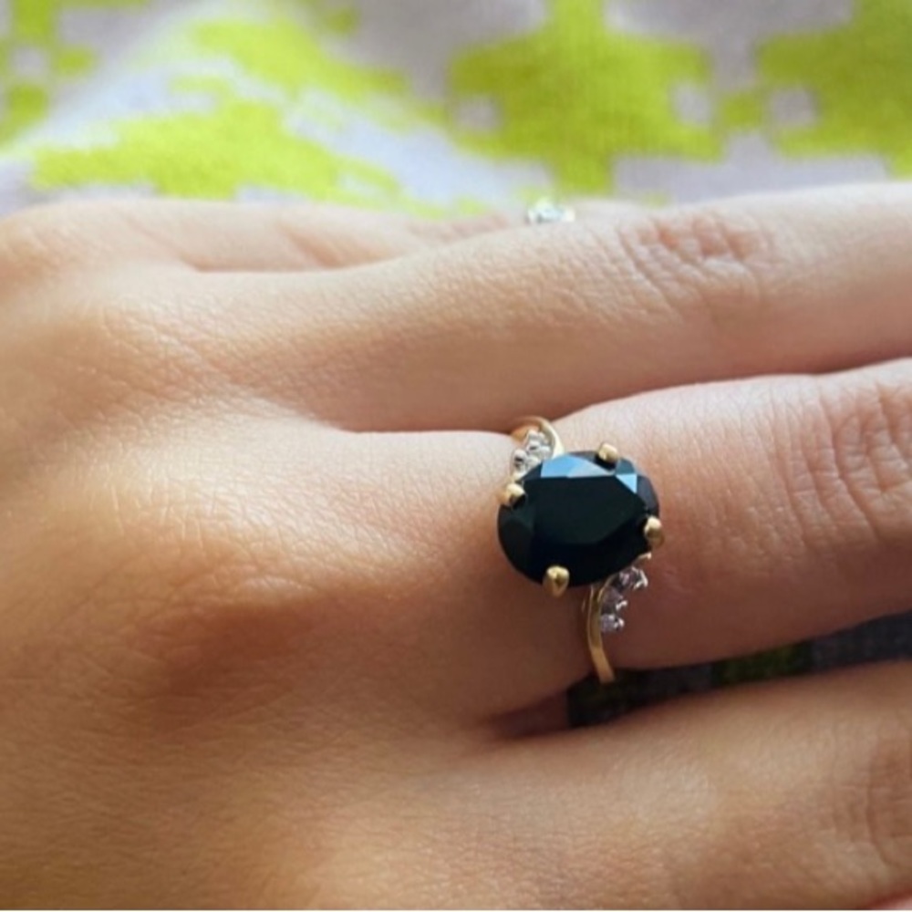 14k gold franklin mint black stone ring
